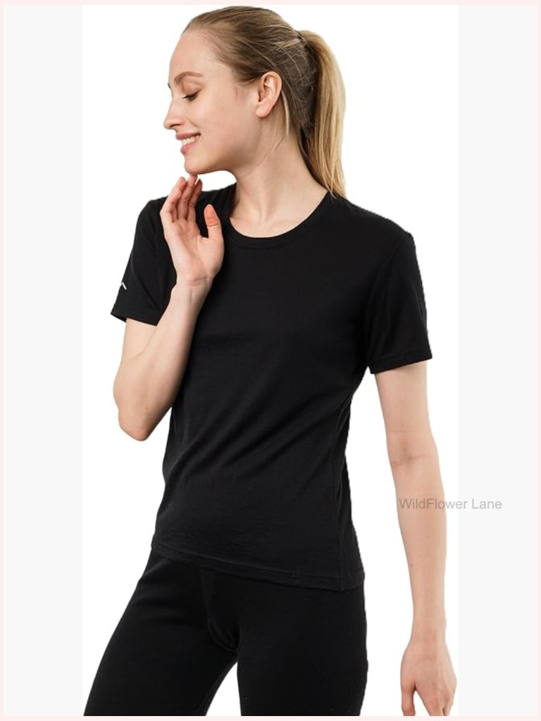 100% Merino Wool Short Sleeve Tee - Lightweight & Breathable Active Base Layer